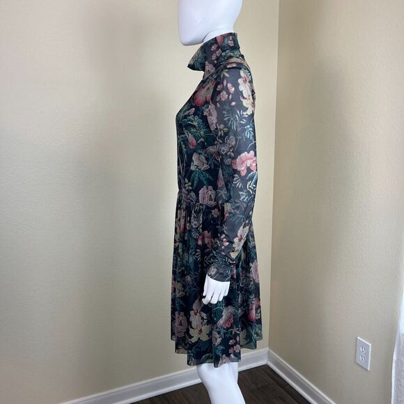 Rebecca Taylor La Vie Women's Size L Faded Garden Mesh Foral Mini Pullover Dress - Picture 10 of 15
